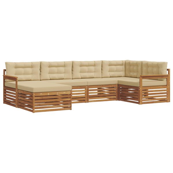 vidaXL Venkovn&iacute; pohovkov&aacute; souprava 6 pcs Přirozen&aacute; a B&eacute;žov&aacute;