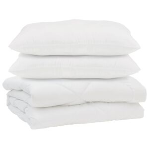 vidaXL Přikr&yacute;vka s pol&scaron;t&aacute;řem 3 pcs B&iacute;l&aacute; Mikrovl&aacute;kno