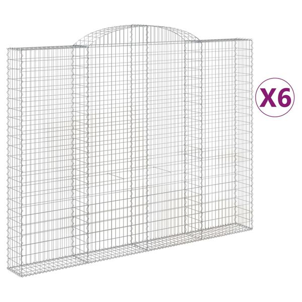 vidaXL Klenut&eacute; gabionov&eacute; ko&scaron;e 6 ks 300x30x220/240cm pozinkovan&eacute; železo