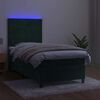vidaXL Box spring postel s matrac&iacute; a LED tmavě zelen&aacute; 90x190 cm samet