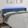 vidaXL Čelo postele s LED tmavě modr&eacute; 203 x 16 x 78/88 cm samet