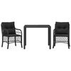 vidaXL 3d&iacute;ln&yacute; bistro set s podu&scaron;kami čern&yacute; polyratan