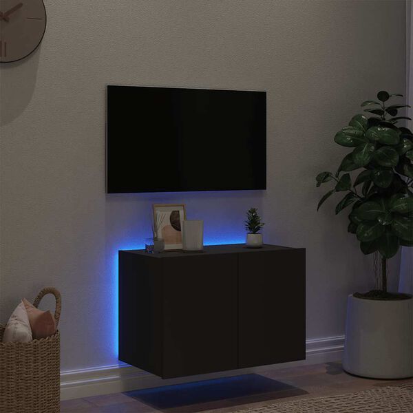 vidaXL N&aacute;stěnn&aacute; TV skř&iacute;ňka s LED osvětlen&iacute;m čern&aacute; 60 x 35 x 41 cm