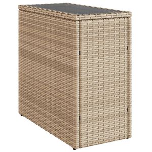 vidaXL Zahradn&iacute; stolek skleněn&aacute; deska b&eacute;žov&yacute; 58x27,5x55 cm polyratan