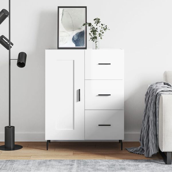 vidaXL Př&iacute;born&iacute;k b&iacute;l&yacute; s vysok&yacute;m leskem 69,5x34x90 cm kompozitn&iacute; dřevo