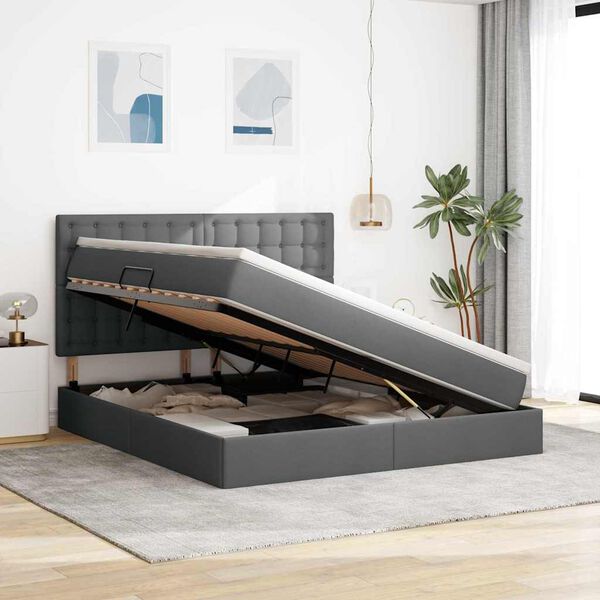 vidaXL Postel s &uacute;ložn&yacute;m prostorem a matrac&iacute; Tmavě &scaron;ed&aacute; 180 x 200 cm