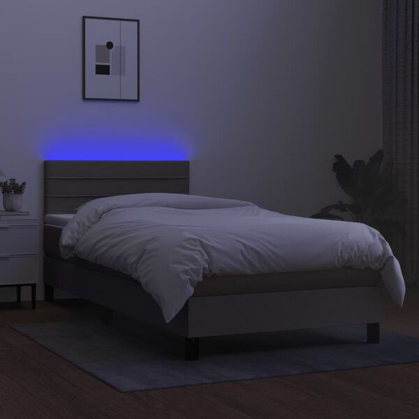 vidaXL Box spring postel s matrac&iacute; a LED taupe 80 x 200 cm textil