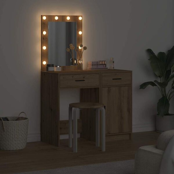 vidaXL Kosmetick&yacute; stůl 2 pcs Hněd&aacute; 50 x 41 x 135 cm Kompozitn&iacute; dřevo