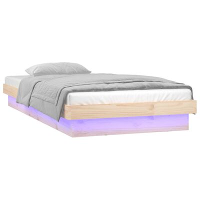 vidaXL Rám postele s LED světlem 90 x 190 cm Single masivní dřevo