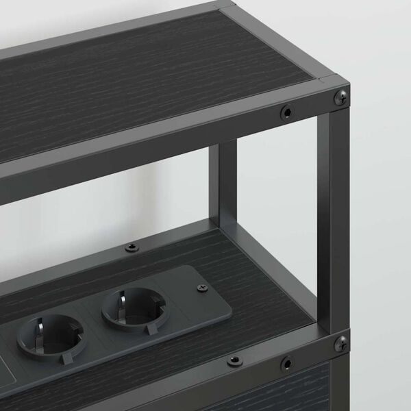 vidaXL &Uacute;ložn&eacute; čelo postele s polic&iacute; Čern&yacute; dub 200 cm Kompozitn&iacute; dřevo