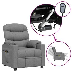 vidaXL Elektrick&eacute; mas&aacute;žn&iacute; křeslo světle &scaron;ed&eacute; textil