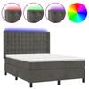 vidaXL Box spring postel s matrac&iacute; a LED tmavě &scaron;ed&aacute; 140x200 cm samet
