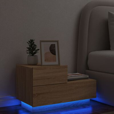 vidaXL Noční stolek s LED osvětlením dub sonoma 70 x 36 x 40,5 cm