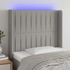 vidaXL Čelo postele s LED světle &scaron;ed&eacute; 83 x 16 x 118/128 cm textil
