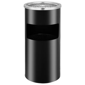vidaXL N&aacute;stěnn&yacute; odpadkov&yacute; ko&scaron; s popeln&iacute;kem ocel 26 l čern&yacute;