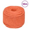 vidaXL Pracovn&iacute; lano oranžov&eacute; 16 mm 50 m polypropylen