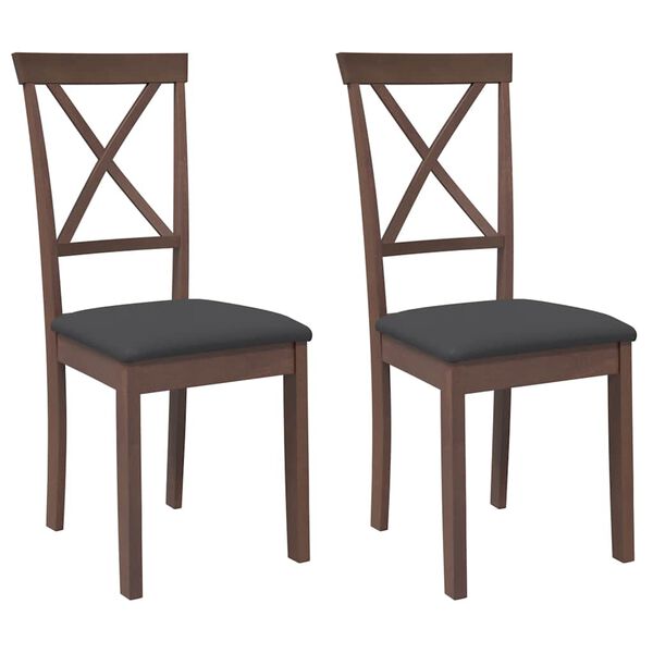 vidaXL Jídelní židle s polštáři 2 ks Hnědá masivní dřevěná guma