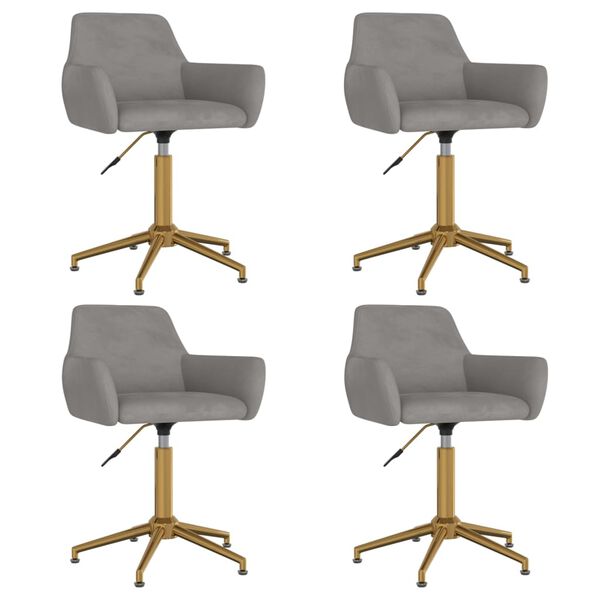 vidaXL Otočn&eacute; j&iacute;deln&iacute; židle 4 ks světle &scaron;ed&eacute; samet