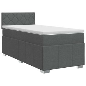 vidaXL Postel boxspring s matrac&iacute; s čelo Tmavě &scaron;ed&aacute; 90 x 190 cm Textil