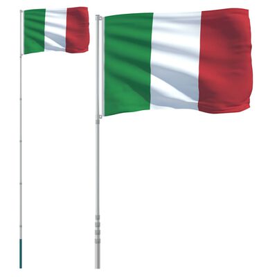 vidaXL Vlajka Itálie a stožár 5,55 m hliník