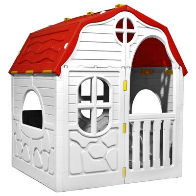 vidaXL Skládací dětský domeček s funkčními dveřmi a okny