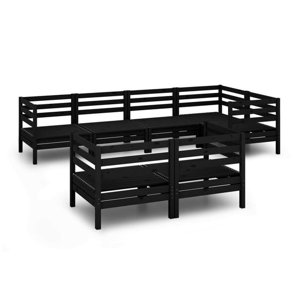 vidaXL 7d&iacute;ln&aacute; zahradn&iacute; sedac&iacute; souprava masivn&iacute; borovice čern&aacute;