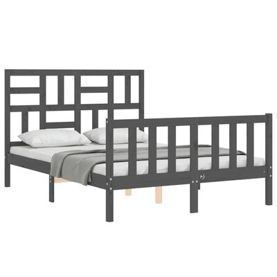 vidaXL Rám postele s čelem šedý 120 x 200 cm masivní dřevo