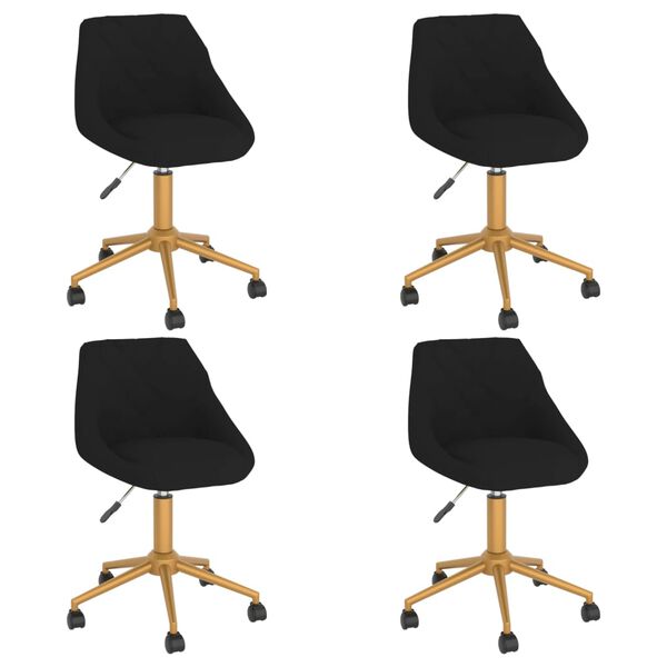 vidaXL Otočn&eacute; j&iacute;deln&iacute; židle 4 ks čern&eacute; samet