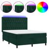 vidaXL Box spring postel s matrac&iacute; a LED tmavě zelen&aacute; 140x200 cm samet