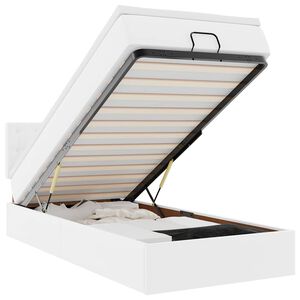 vidaXL Osmansk&yacute; r&aacute;m postele s matrac&iacute; čistě b&iacute;l&yacute; 90x200cm uměl&aacute; kůže