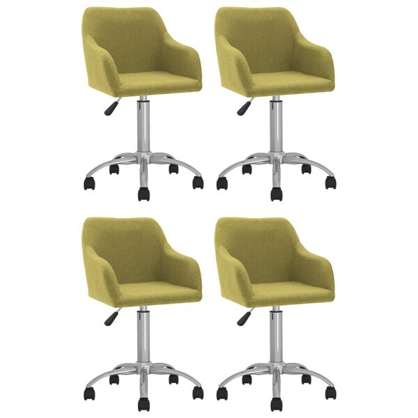 vidaXL Otočn&eacute; j&iacute;deln&iacute; židle 4 ks zelen&aacute; textil