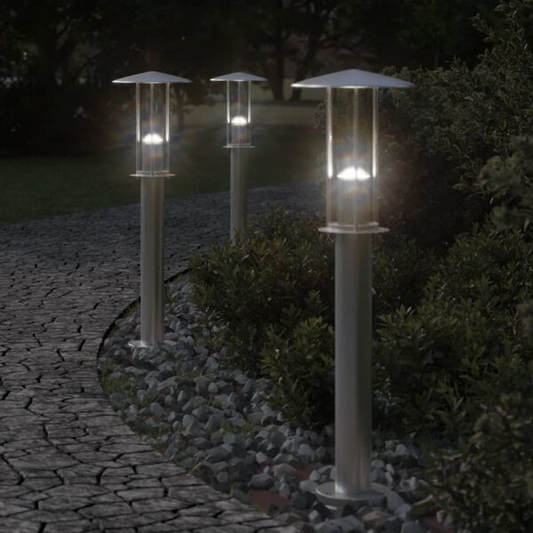 vidaXL Venkovní stojací lampa stříbrná 60 cm nerezová ocel