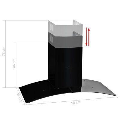 vidaXL Nástěnná digestoř nerezová ocel 756 m³/h LED 90 cm černá