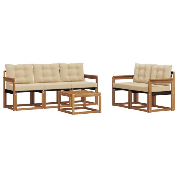 vidaXL Venkovn&iacute; pohovkov&aacute; souprava 6 pcs Přirozen&aacute; a B&eacute;žov&aacute;