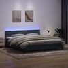 vidaXL Box spring postel s matrací a LED tmavě šedá 180x220 cm samet