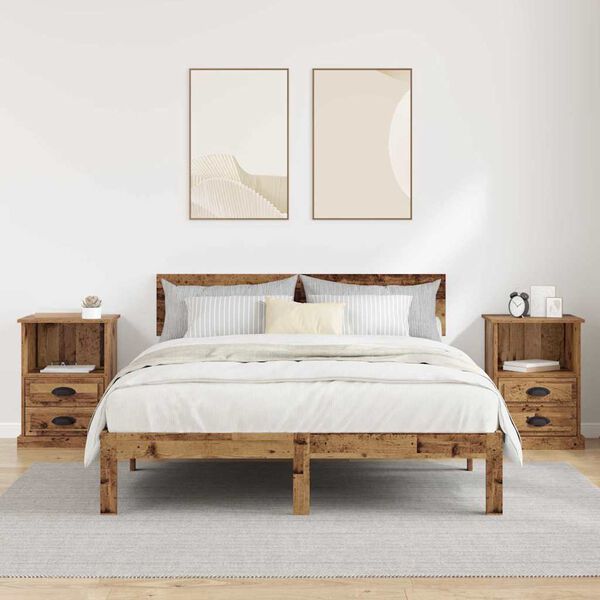 vidaXL Nočn&iacute; skř&iacute;ňka se z&aacute;suvkou 2 pcs Star&eacute; dřevo 36 x 43 x 60 cm