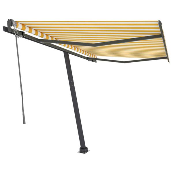 vidaXL Volně stoj&iacute;c&iacute; automatick&aacute; mark&yacute;za 350 x 250 cm žlut&aacute;/b&iacute;l&aacute;