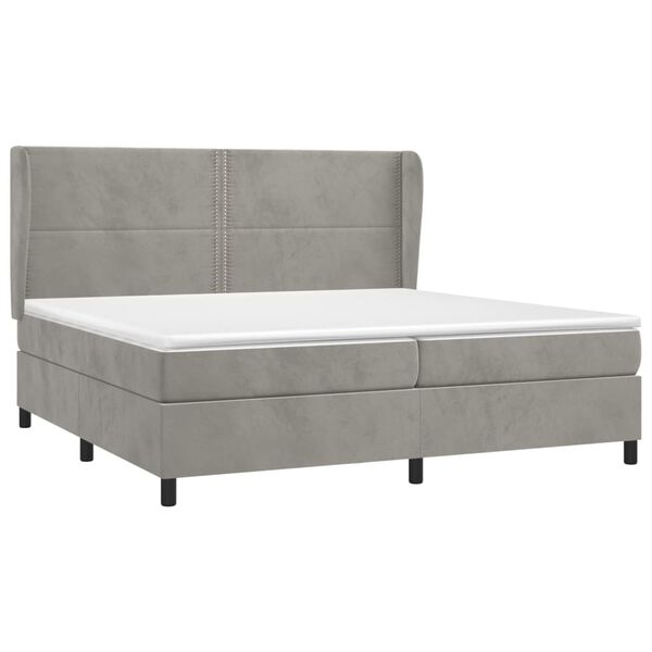 vidaXL Box spring postel s matrac&iacute; světle &scaron;ed&aacute; 200x200 cm samet