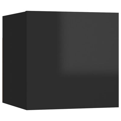 vidaXL Nástěnné TV skříňky 8 ks černé s vysokým leskem 30,5x30x30 cm