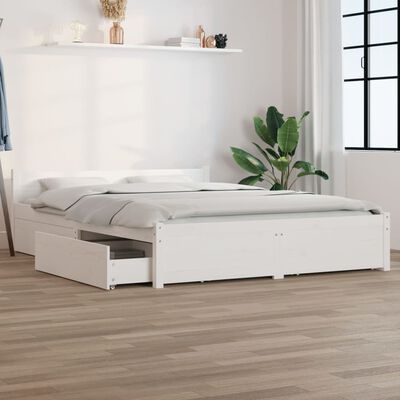 vidaXL Rám postele se zásuvkami bílý 120 x 200 cm