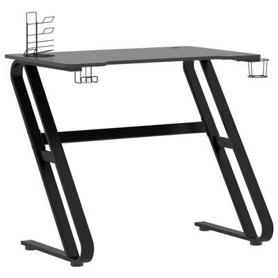 vidaXL Herní stůl s nohami ve tvaru ZZ černý 90 x 60 x 75 cm