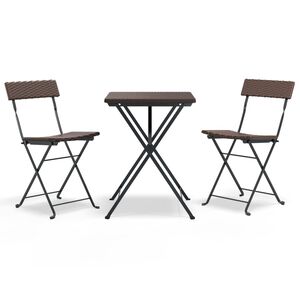 vidaXL 3d&iacute;ln&yacute; skl&aacute;dac&iacute; bistro set hněd&yacute; polyratan