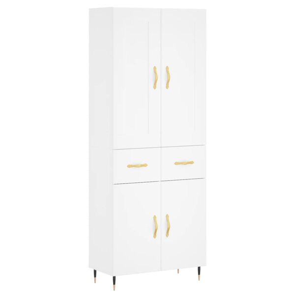 vidaXL Skř&iacute;ň highboard b&iacute;l&aacute; 69,5 x 34 x 180 cm kompozitn&iacute; dřevo