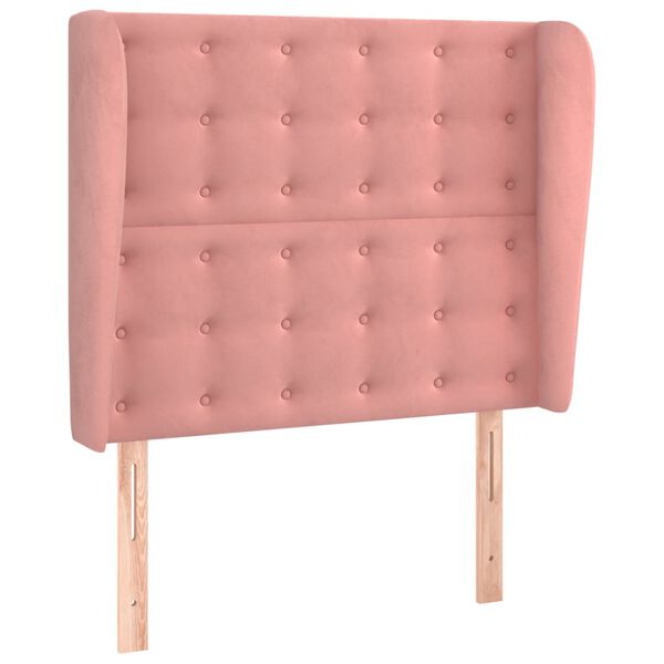 vidaXL Čelo postele typu u&scaron;&aacute;k růžov&eacute; 93 x 23 x 118/128 cm samet