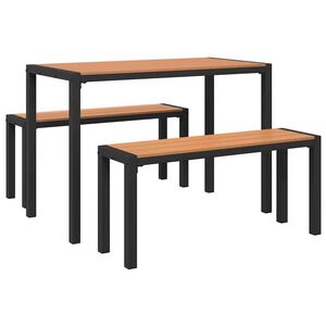 vidaXL Zahradn&iacute; j&iacute;deln&iacute; souprava 3 pcs Hněd&aacute; Ocel