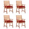 vidaXL Zahradní jídelní židle 4 ks s poduškami masivní akáciové dřevo