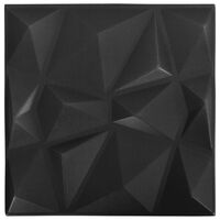 vidaXL 3D nástěnné panely 12 ks 50 x 50 cm diamant černé 3 m²
