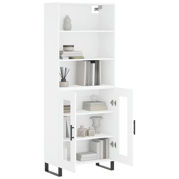 vidaXL Skř&iacute;ň highboard b&iacute;l&aacute; 69,5 x 34 x 180 cm kompozitn&iacute; dřevo