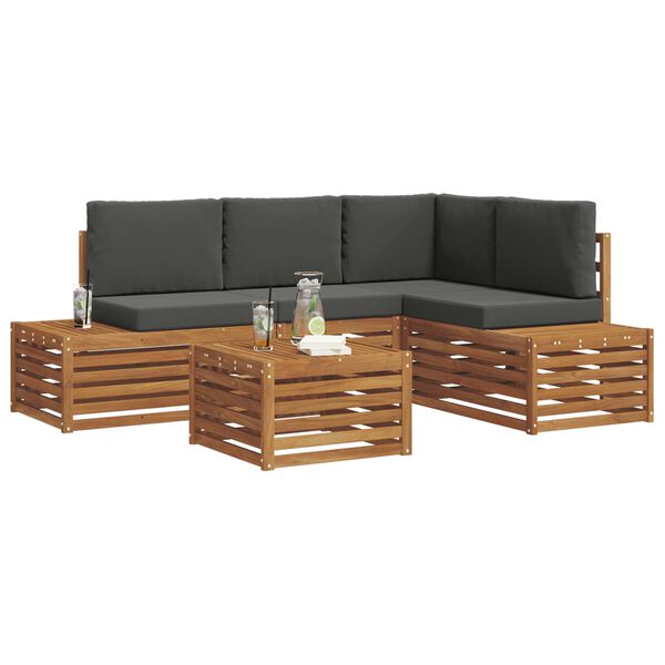 vidaXL Venkovn&iacute; pohovkov&aacute; souprava 5 Kus Přirozen&aacute; a Anthracitov&aacute;