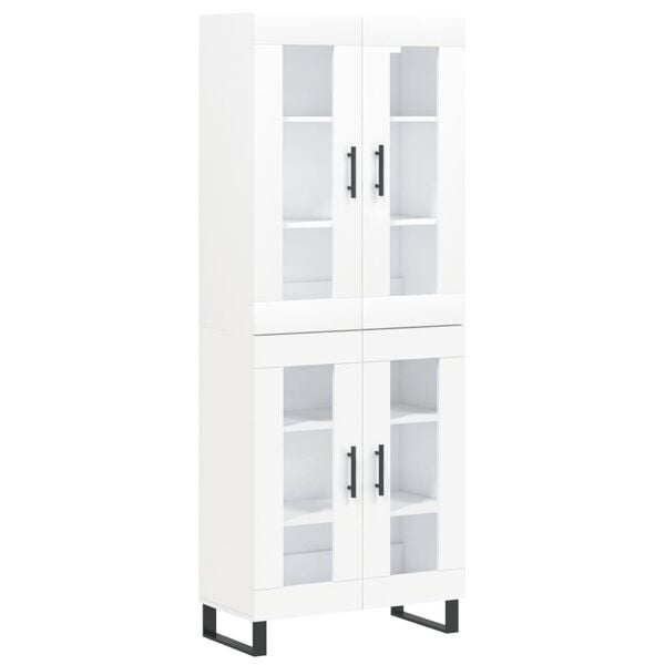 vidaXL Skř&iacute;ň highboard b&iacute;l&aacute; 69,5 x 34 x 180 cm kompozitn&iacute; dřevo